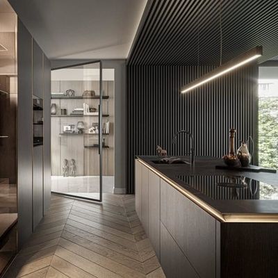 Custom Modern Flat-Pack 3D Kitchen Cabinets Free Shipping High-Rise Architect-Specified Joinery With Glass Door Sink Bulk Order