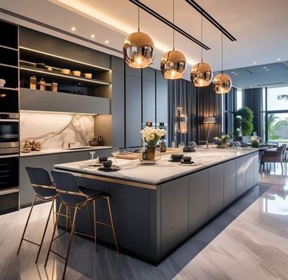 Wood Grain Finish Design Traditional Cheap Kitchen Modern Kitchen Cabinet Furniture