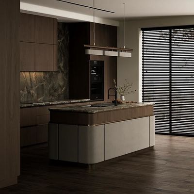 Luxury Complete Full Set EB Board Kitchen Cabinet Manufacturer Furniture Solid Wood Walnut Flat Pack Kitchen Cabinets