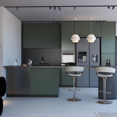 Melamine Kitchen Cabinet Modern Furniture Designer Cabinet Set For Apartment