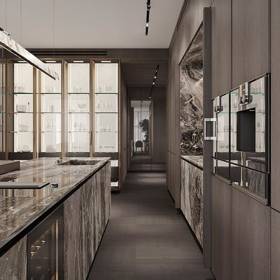 Luxury Customized Kitchen Cabinet Kitchen Furnitures Design Wood Veneer Kitchen Cabinet