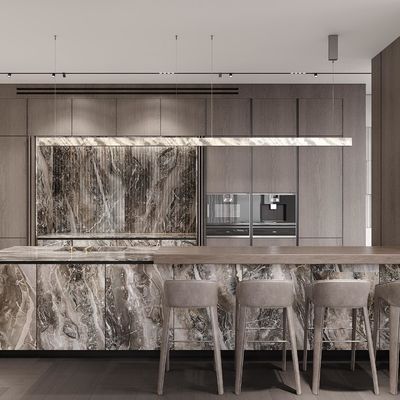 Luxury Customized Kitchen Cabinet Kitchen Furnitures Design Wood Veneer Kitchen Cabinet