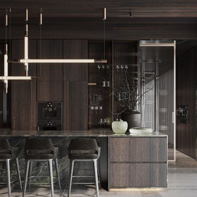Large Style Complete Custom Kitchen Cabinet Set Island Kitchen Furniture Lacquer Finish Wooden Kitchen Cupboard For Villa