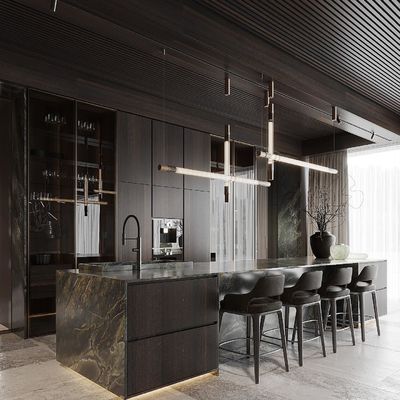 Large Style Complete Custom Kitchen Cabinet Set Island Kitchen Furniture Lacquer Finish Wooden Kitchen Cupboard For Villa