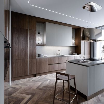 Wall Mounted Home Lacquer or Finish Modern Design Kitchen Cabinet Complete Set Wood Storage