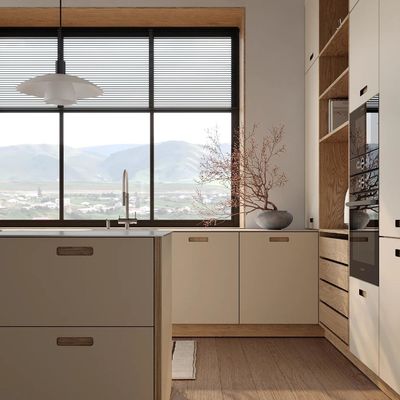 Factory Luxury Price Automatic Villa Complete Melamine Kitchen Cupboards Set Modern Flat Panel Cabinets Custom Kitchen Cabinets