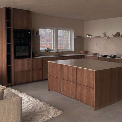 New Design Classic Style Modular Stainless Steel Kitchen Cabinet Set Free Standing Island Solid Wood Plywood Marble Glass Sink