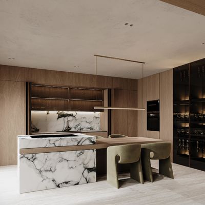 Solid Wood Veneer Complete White Oak Real Veneer Kitchen Units Shaker Door New Luxury Design Modular Kitchen Cabinets