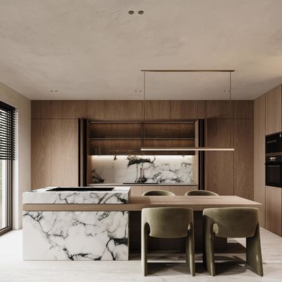 Solid Wood Veneer Complete White Oak Real Veneer Kitchen Units Shaker Door New Luxury Design Modular Kitchen Cabinets