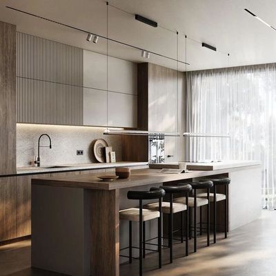 Solid Wood Veneer Complete White Oak Real Veneer Kitchen Units Shaker Door New Luxury Design Modular Kitchen Cabinets