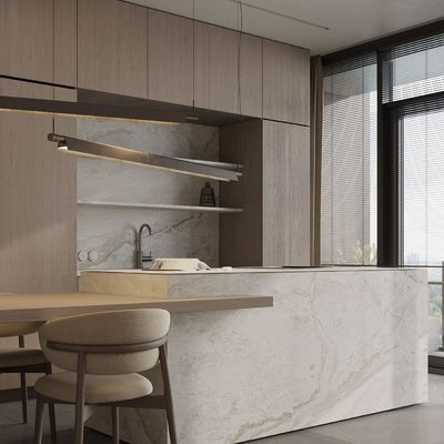 Modern Cabinet White Oak Wood Veneer Handless Frameless Contemporary Kitchen Cabinet