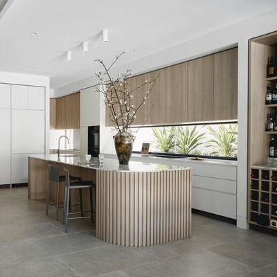 Custom Modern Complete Island Kitchen Furniture White PVC Wood Cabinet Sets Glass Door for Villa Project MDF Carcase