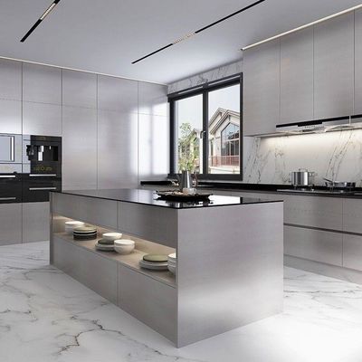 Automatic Modern Luxury Designs Complete Kitchen Furniture Aluminium Drawer Pulls Wood Melamine Kitchen Cabinets Set