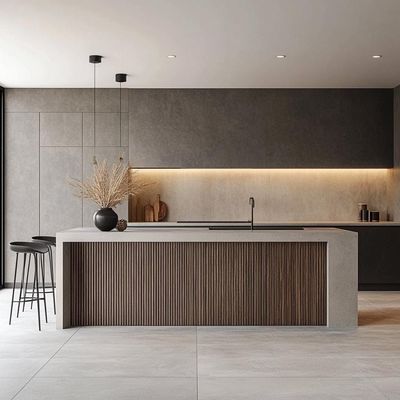 Customized Italian High-End Luxury Self Assemble Metal Wood Veneer Kitchen Pantry Cabinet