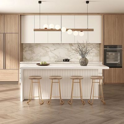 Customized Italian High-End Luxury Self Assemble Metal Wood Veneer Kitchen Pantry Cabinet