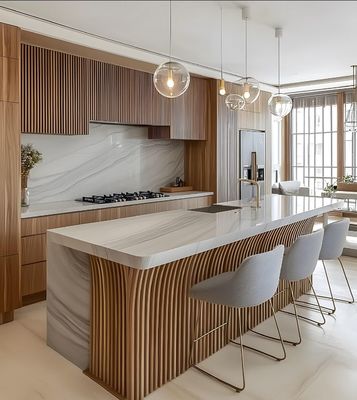 Customized Italian High-End Luxury Self Assemble Metal Wood Veneer Kitchen Pantry Cabinet
