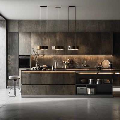 Modern Style Lacquer Modular Kitchen Cabinet Island Melamine Board Carcase Granite Countertop Painted Door Panel