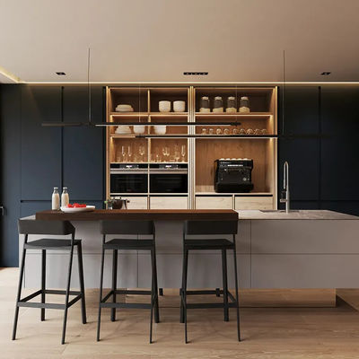 Australian Kitchen Cabinet Wooden Modular Melamine Luxury Wood Modern Kitchen Furniture Cabinets for Villa