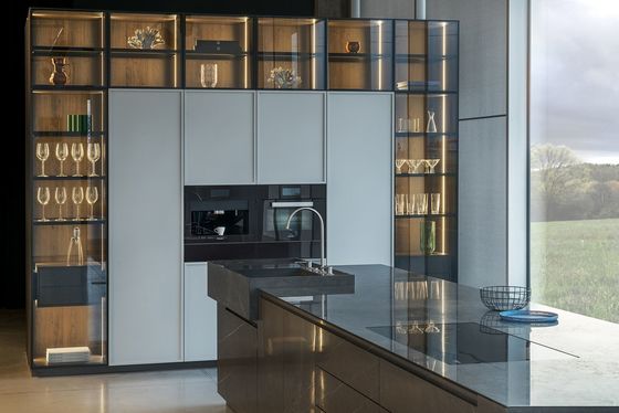 Customized Design European Style Modern Luxury Fireproof and Water Proof Stainless Steel Kitchen Cabinets