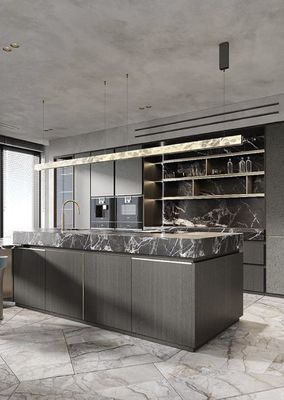 Customized Design European Style Modern Luxury Fireproof and Water Proof Stainless Steel Kitchen Cabinets