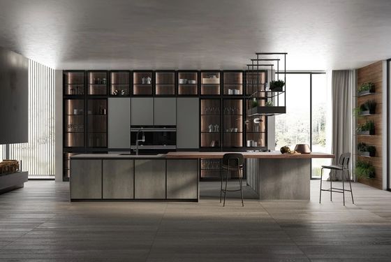 Customized Design European Style Modern Luxury Fireproof and Water Proof Stainless Steel Kitchen Cabinets
