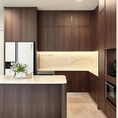 Modern Kitchen Cabinet Designs Automatic Kitchen Cabinet Wood Grain Kitchen Cabinet for Villa