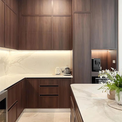 Modern Kitchen Cabinet Designs Automatic Kitchen Cabinet Wood Grain Kitchen Cabinet for Villa