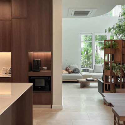 Modern Kitchen Cabinet Designs Automatic Kitchen Cabinet Wood Grain Kitchen Cabinet for Villa