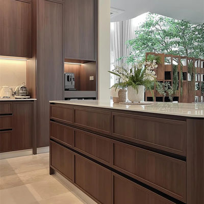 Modern Kitchen Cabinet Designs Automatic Kitchen Cabinet Wood Grain Kitchen Cabinet for Villa