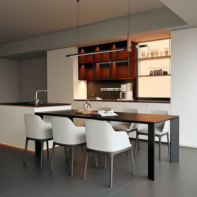 Luxury Modern Design Plywood Chipboard MDF Wooden Kitchen Cabinets Cupboard for Dining Room with Drawer Sink