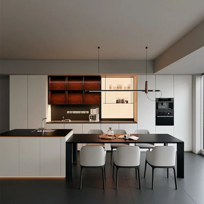 Luxury Modern Design Plywood Chipboard MDF Wooden Kitchen Cabinets Cupboard for Dining Room with Drawer Sink