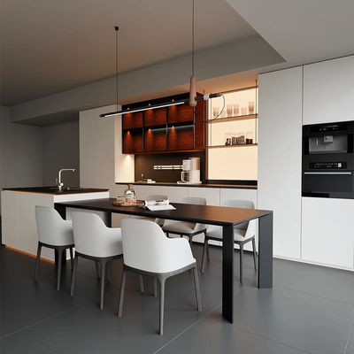 Luxury Modern Design Plywood Chipboard MDF Wooden Kitchen Cabinets Cupboard for Dining Room with Drawer Sink