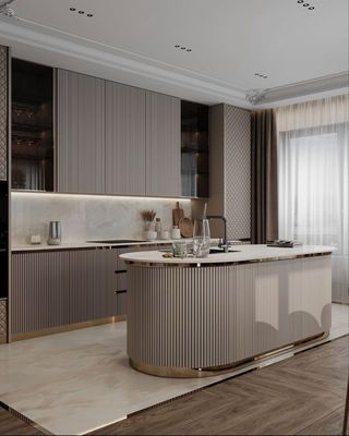 Wholesale Popular Modern Mobile Grey Free Standing Kitchen Sink Cabinet with Island for Apartment