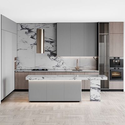 Wholesale Popular Modern Mobile Grey Free Standing Kitchen Sink Cabinet with Island for Apartment
