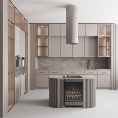 Wholesale Popular Modern Mobile Grey Free Standing Kitchen Sink Cabinet with Island for Apartment