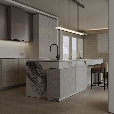 Australian Kitchen Cabinet Wooden Modular Melamine Luxury Wood Modern Kitchen Furniture Cabinets for Villa