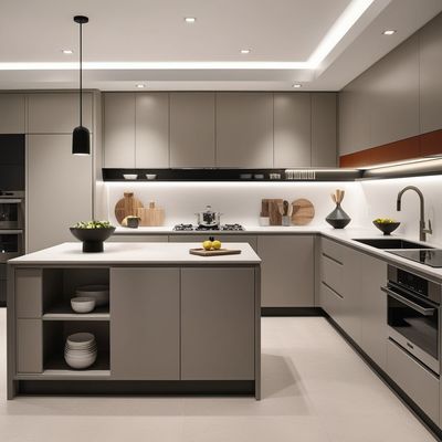 304 Stainless Steel Kitchen Cabinet with Thick Aluminum Alloy Countertop Customized Design, Waterproof Durable, Easy Clean