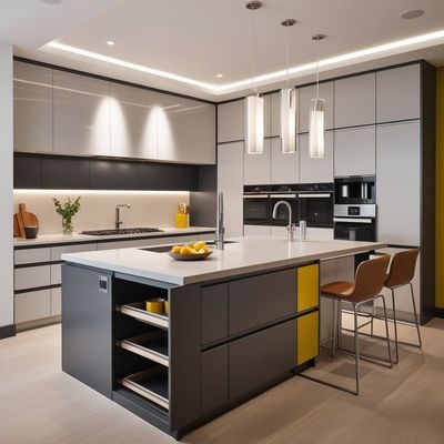 304 Stainless Steel Kitchen Cabinet with Thick Aluminum Alloy Countertop Customized Design, Waterproof Durable, Easy Clean