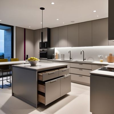 304 Stainless Steel Kitchen Cabinet with Thick Aluminum Alloy Countertop Customized Design, Waterproof Durable, Easy Clean
