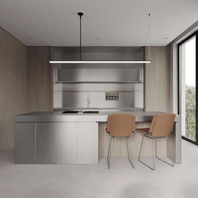 Modular Stainless Steel Kitchen Cabinet with Sink Modern Free Design Complete Kitchen Cupboards Island Aluminum Made in China