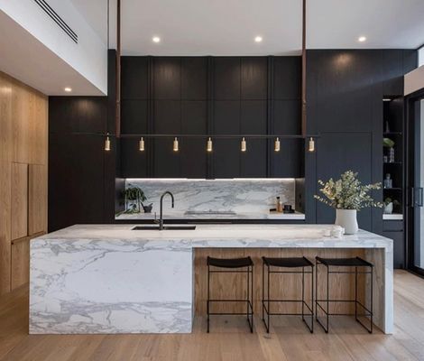 Custom Solid Wood Kitchen Cabinets Luxury Ash Wood Design with Soft-Close Hinges & Quartz Countertop