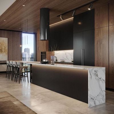 Kitchen Cabinets Wooden Oak Wood Door Full Height Kitchen Cabinets with Pocket Door Complete Kitchen Cabinet Set