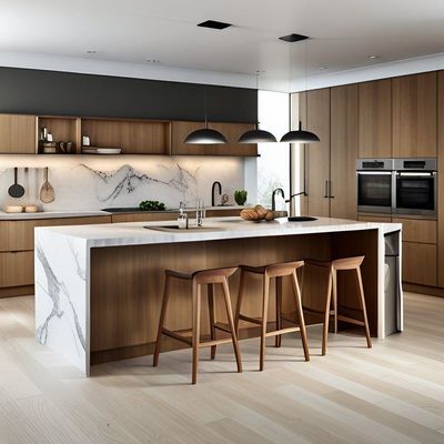 Luxury Custom Modern Cupboard Designs Stainless Carcase Island Manufacturer Kitchen Cabinet for Home Apartment Lacquer Veneer