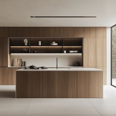 Luxury Modern Cupboard Custom Furniture Island Manufacturer French Kitchen Cabinet Lacquer Veneer Melamine Board for Apartment