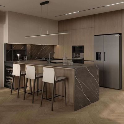 Wholesale Modern European Design Kitchen Cabinets Solid Wood Furniture Stainless Steel Granite Customizable Modular Wall Units
