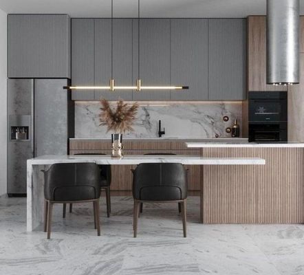 Wholesale Modern European Design Kitchen Cabinets Solid Wood Furniture Stainless Steel Granite Customizable Modular Wall Units