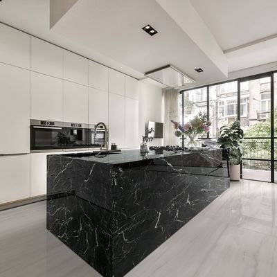 Luxury Custom Kitchen Furniture Modern Scandinavian Minimalist Designs Stainless Steel Home Kitchen Cabinet Island Sink