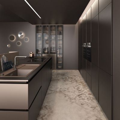 Modern Luxury Home Kitchen Furniture Stainless Steel Island Minimalist French Scandinavian Designs Includes Cabinet Sink