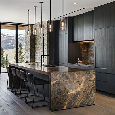 Modern Luxury Kitchen Cabinet Black Stainless Melamine Board Furniture Modular Design for Apartment Use Direct Supplier