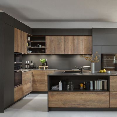 Modern Design Multifunctional Solid Wood Kitchen Cabinets Quality Stainless Steel Granite Waterproof Backsplash Home Apartment